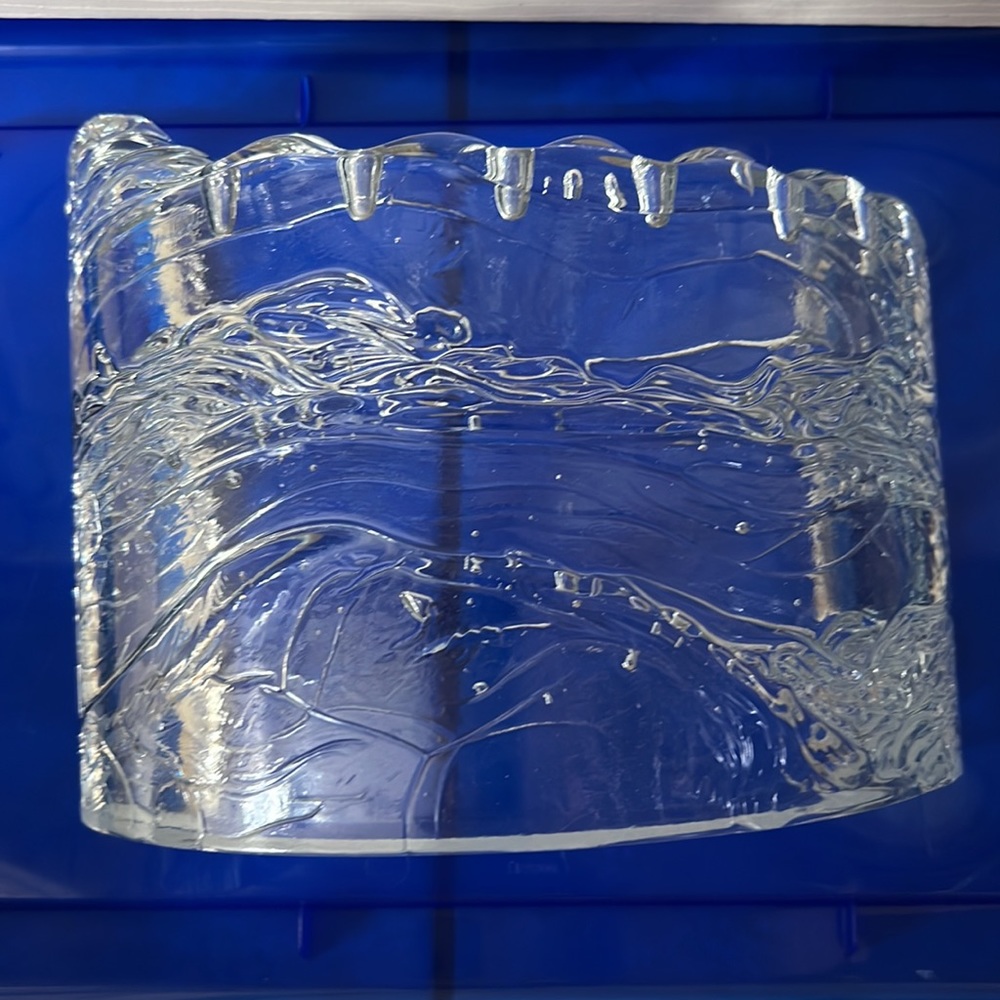 Hand Cast Glass Menorah by Joel & Candace Bless - Curved Shape Displaying Waves - Picture 5 of 11